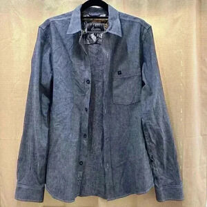 Pladra Shirt Blue Button Down With Wolf Sleeve Cuff. size M. Men’s